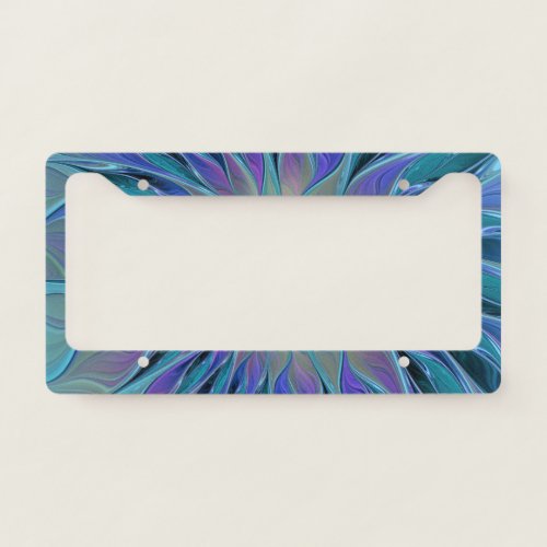 Blue Purple Flower Dream Abstract Fractal Art License Plate Frame
