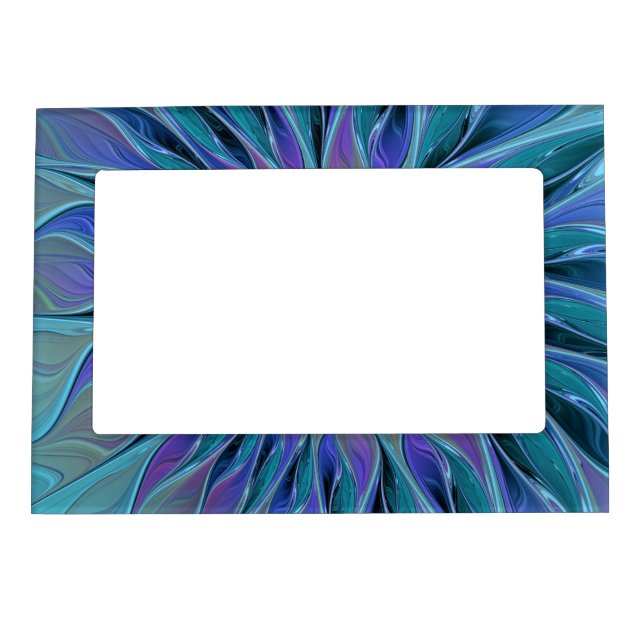 Blue Purple Flower Dream Abstract Fractal Art Magnetic Frame (Front)