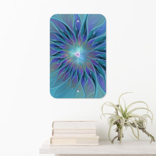 Blue Purple Flower Dream Abstract Fractal Art Metal Sign