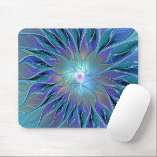 Blue Purple Flower Dream Abstract Fractal Art Mouse Pad