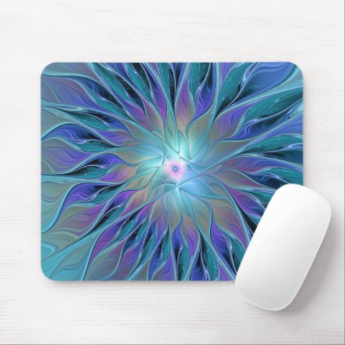 Blue Purple Flower Dream Abstract Fractal Art Mouse Pad