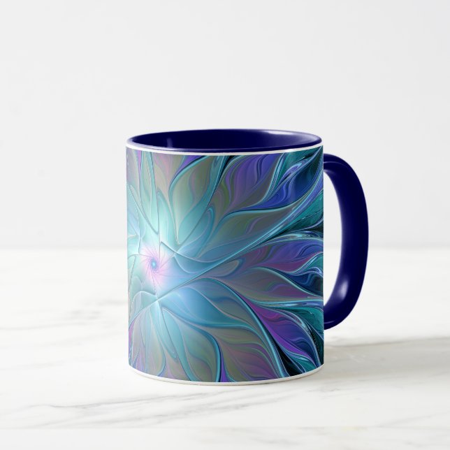 Blue Purple Flower Dream Abstract Fractal Art Mug (Front Right)