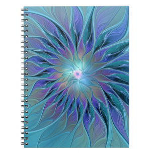 Blue Purple Flower Dream Abstract Fractal Art Notebook