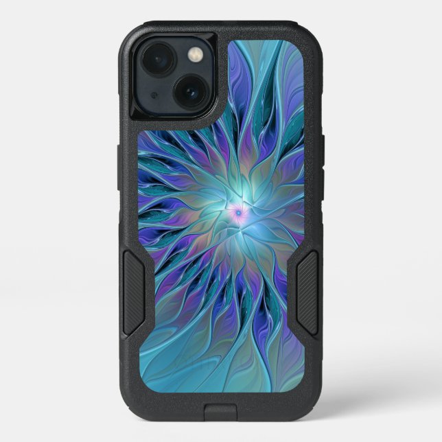 Blue Purple Flower Dream Abstract Fractal Art Otterbox iPhone Case (Back)