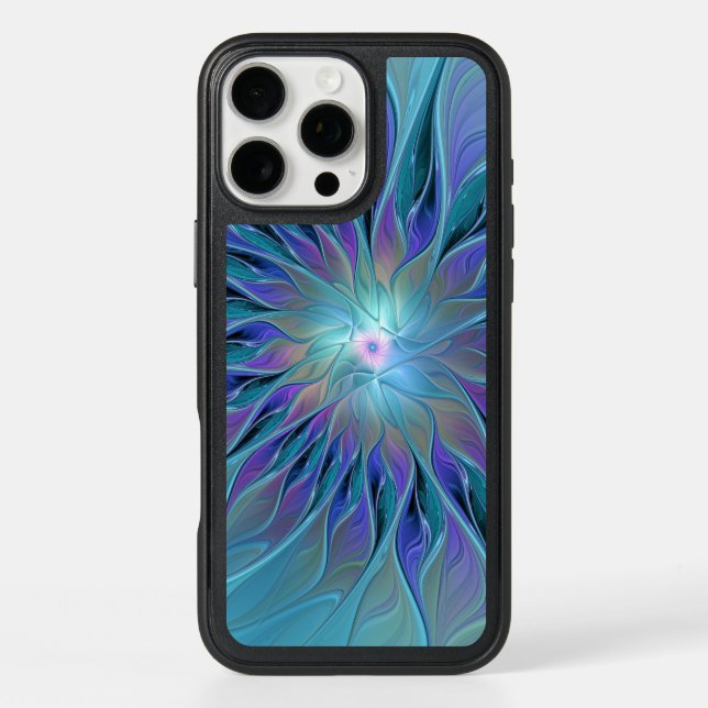 Blue Purple Flower Dream Abstract Fractal Art Otterbox iPhone Case (Back)