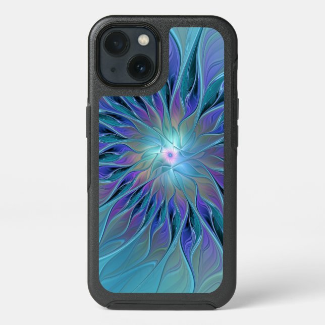 Blue Purple Flower Dream Abstract Fractal Art Otterbox iPhone Case (Back)