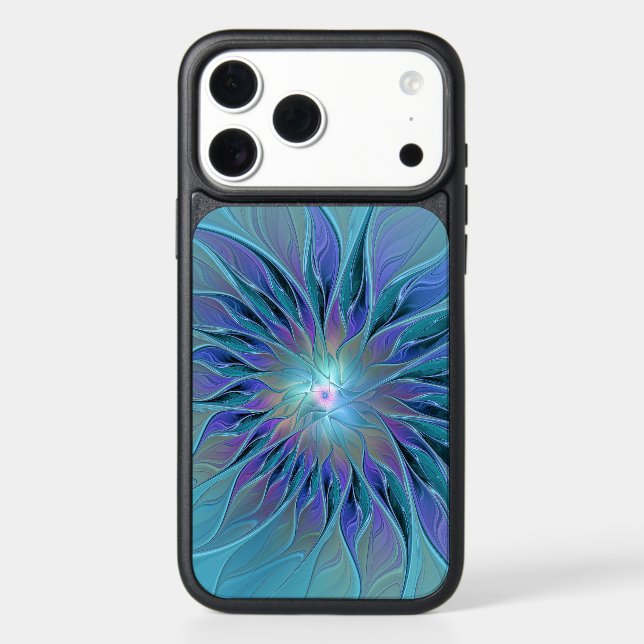 Blue Purple Flower Dream Abstract Fractal Art Otterbox iPhone Case (Back)