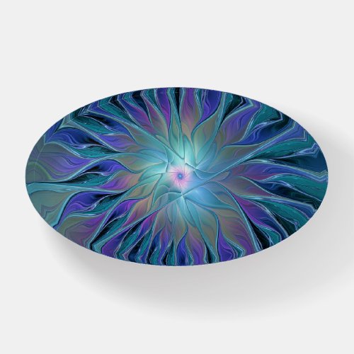 Blue Purple Flower Dream Abstract Fractal Art Paperweight
