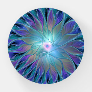 Blue Purple Flower Dream Abstract Fractal Art Paperweight