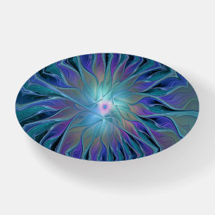 Blue Purple Flower Dream Abstract Fractal Art Paperweight