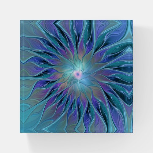 Blue Purple Flower Dream Abstract Fractal Art Paperweight