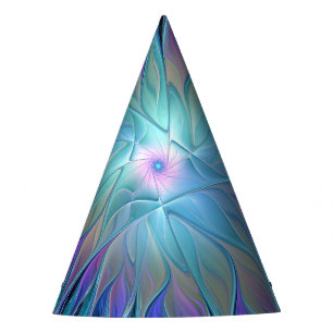 Blue Purple Flower Dream Abstract Fractal Art Party Hat