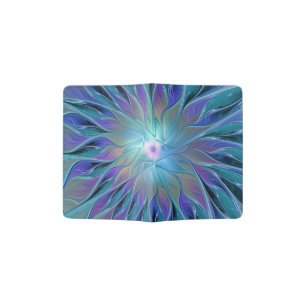 Blue Purple Flower Dream Abstract Fractal Art Passport Holder