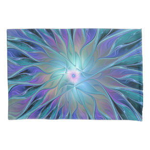 Blue Purple Flower Dream Abstract Fractal Art Pillow Case