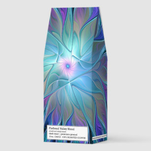 Blue Purple Flower Dream Abstract Fractal Art Roasted Coffee