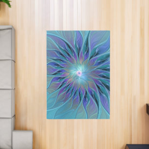 Blue Purple Flower Dream Abstract Fractal Art Rug