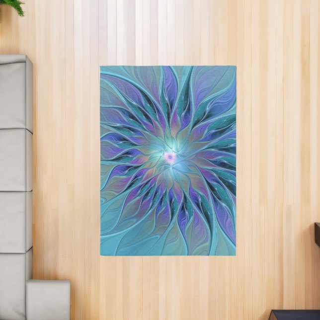 Blue Purple Flower Dream Abstract Fractal Art Rug (Insitu (Indoor 2))