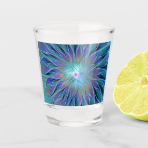 Blue Purple Flower Dream Abstract Fractal Art Shot Glass