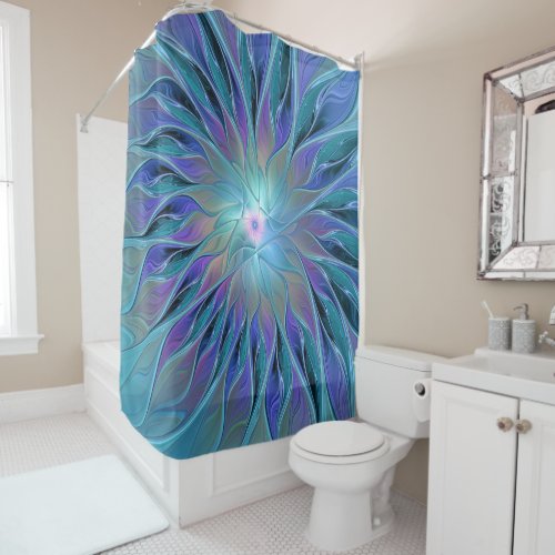 Blue Purple Flower Dream Abstract Fractal Art Shower Curtain