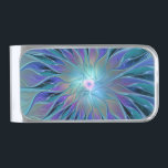 Blue Purple Flower Dream Abstract Fractal Art Silver Finish Money Clip<br><div class="desc">A modern abstract and unique fantasy flower with 
shades of blue and purple.
Design for your money clip and more.</div>