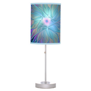 Blue Purple Flower Dream Abstract Fractal Art Table Lamp