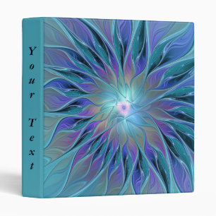 Blue Purple Flower Dream Abstract Fractal Art Text 3 Ring Binder