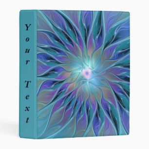 Blue Purple Flower Dream Abstract Fractal Art Text Mini Binder