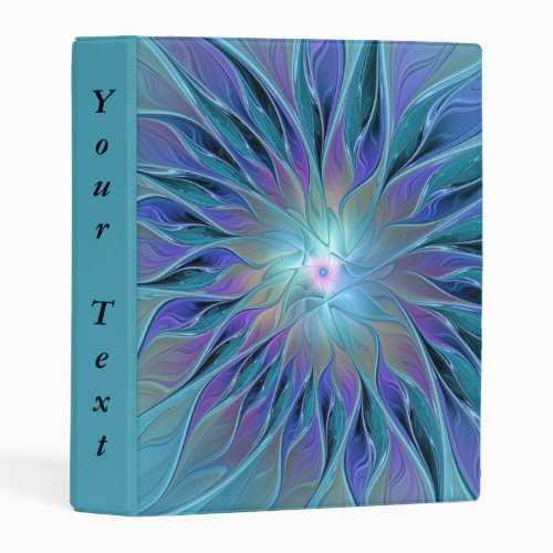 Blue Purple Flower Dream Abstract Fractal Art Text Mini Binder