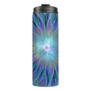 Blue Purple Flower Dream Abstract Fractal Art Thermal Tumbler