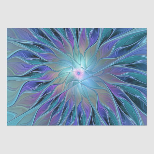 Blue Purple Flower Dream Abstract Fractal Art Tissue Paper (Front)