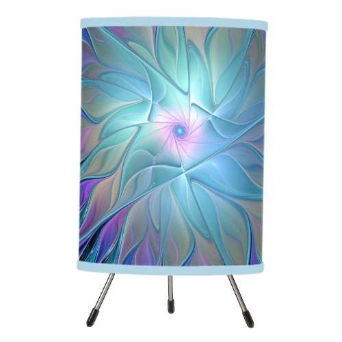 Blue Purple Flower Dream Abstract Fractal Art Tripod Lamp