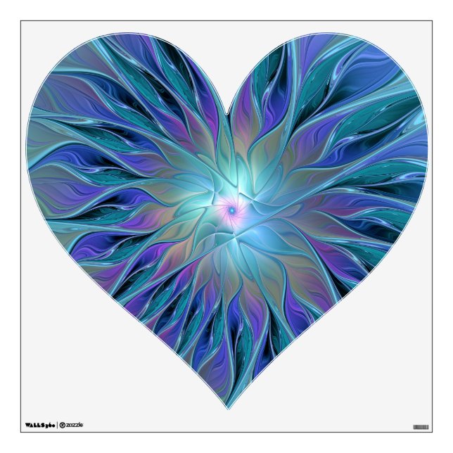Blue Purple Flower Dream Abstract Fractal Art Wall Decal (Front)