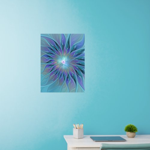 Blue Purple Flower Dream Abstract Fractal Art Wall Decal
