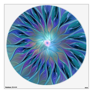 Blue Purple Flower Dream Abstract Fractal Art Wall Decal