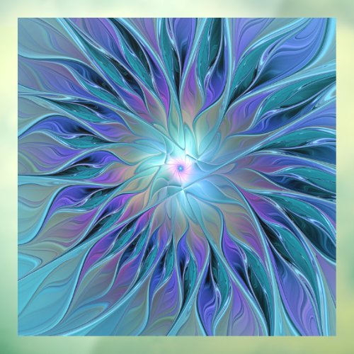 Blue Purple Flower Dream Abstract Fractal Art Window Cling