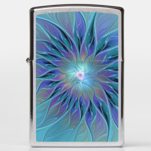 Blue Purple Flower Dream Abstract Fractal Art Zippo Lighter