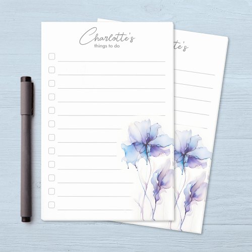 Blue Purple Flower Personalized To_Do List Post_it Notes