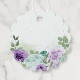 blue purple flowers greenery botanical favor tags
