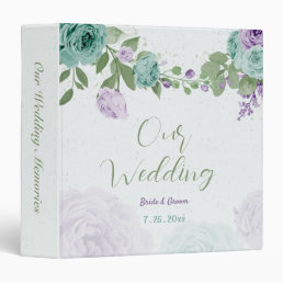 blue purple flowers greenery wedding album 3 ring binder