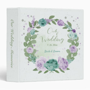 blue purple flowers greenery wedding album 3 ring binder