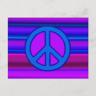 Blue Purple Fractal & Peace Sign Postcard