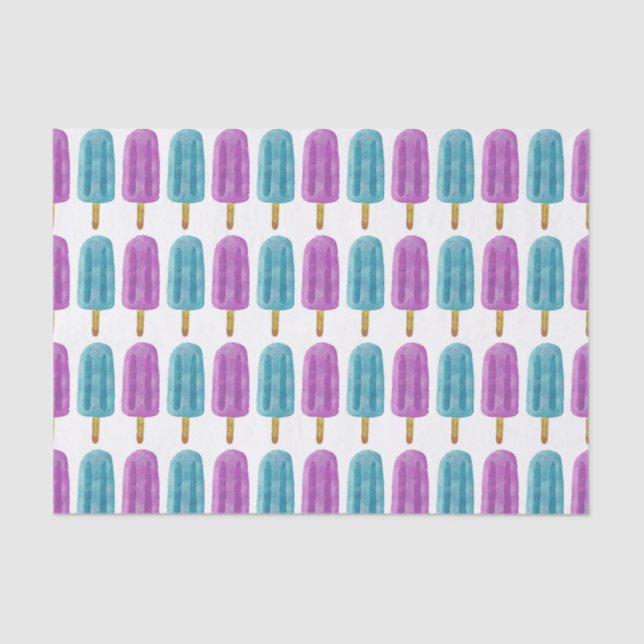 Blue & Purple Frozen Ice Pop Summer Pattern Tissue Paper (Front)