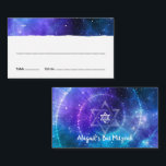 Blue Purple Galaxy Bat Bar Mitzvah Flat Escort Place Card<br><div class="desc">Looking for cool galaxy themed party ideas for your bat mitzvah or bar mitzvah? Create your own flat escort place cards for your reception tables on an easy to use DIY template. Each of these place cards is for handwriting the name of your guest, the table number, and their selected...</div>