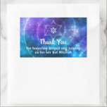 Blue Purple Galaxy Bat Bar Mitzvah Thank You Rectangular Sticker<br><div class="desc">Celebrating a blue and purple galaxy themed bat or bar mitzvah? Create your own elegant thank you stickers for guest favor bags, candy boxes and gifts. You can also change the size and use these easy DIY template stickers as envelope seals for your party invitations. These unique Jewish Star of...</div>