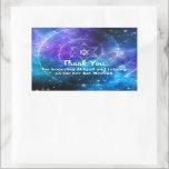 Blue Purple Galaxy Bat Bar Mitzvah Thank You Rectangular Sticker<br><div class="desc">Celebrating a blue and purple galaxy themed bat or bar mitzvah? Create your own elegant thank you stickers for guest favor bags, candy boxes and gifts. You can also change the size and use these easy DIY template stickers as envelope seals for your party invitations. These unique Jewish Star of...</div>