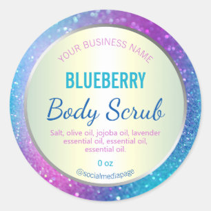 Blue Purple Galaxy Glitter Colored Product Label