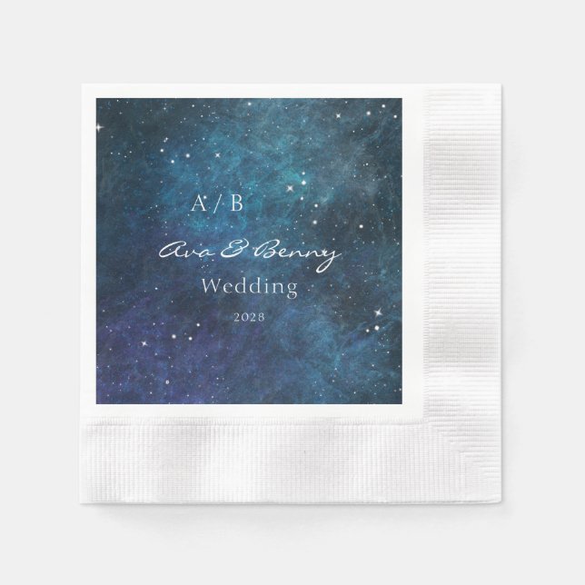 Blue Purple Galaxy Wedding Napkins (Front)