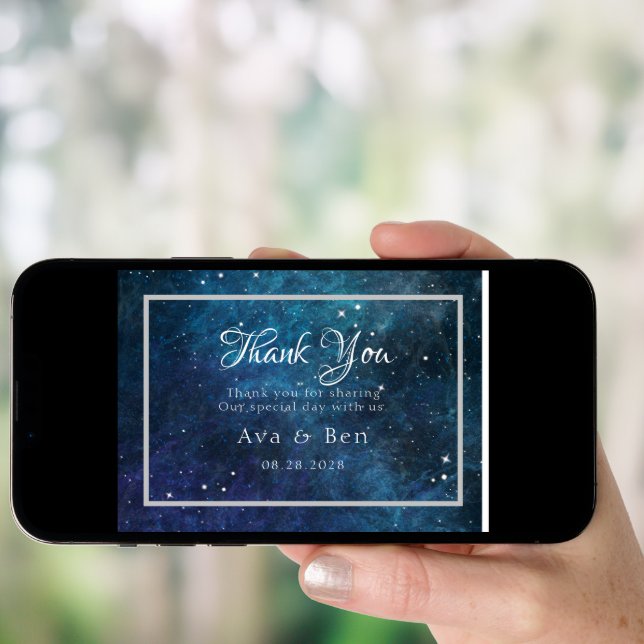 Blue Purple Galaxy Wedding Thank You Cards (Front Digital)