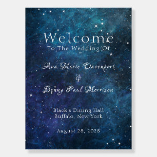 Blue Purple Galaxy Wedding Welcome Sign