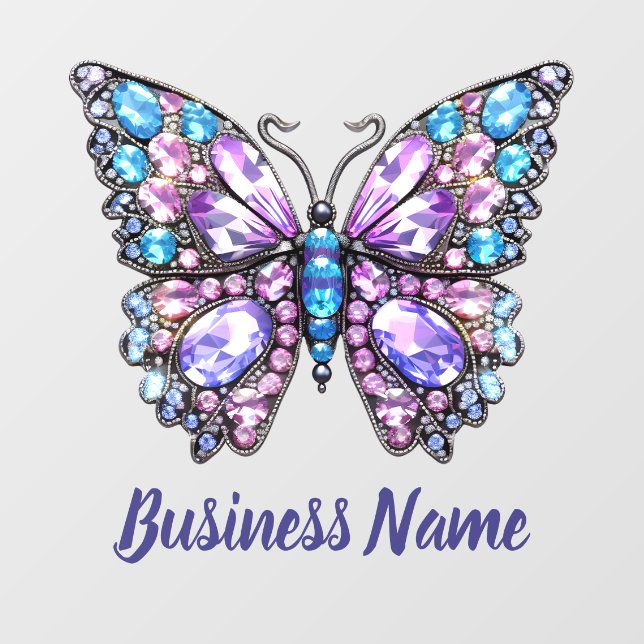 blue purple gems butterfly  window cling (Sheet)